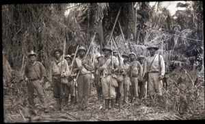 Liberal army troops pose in jungle, 1927.